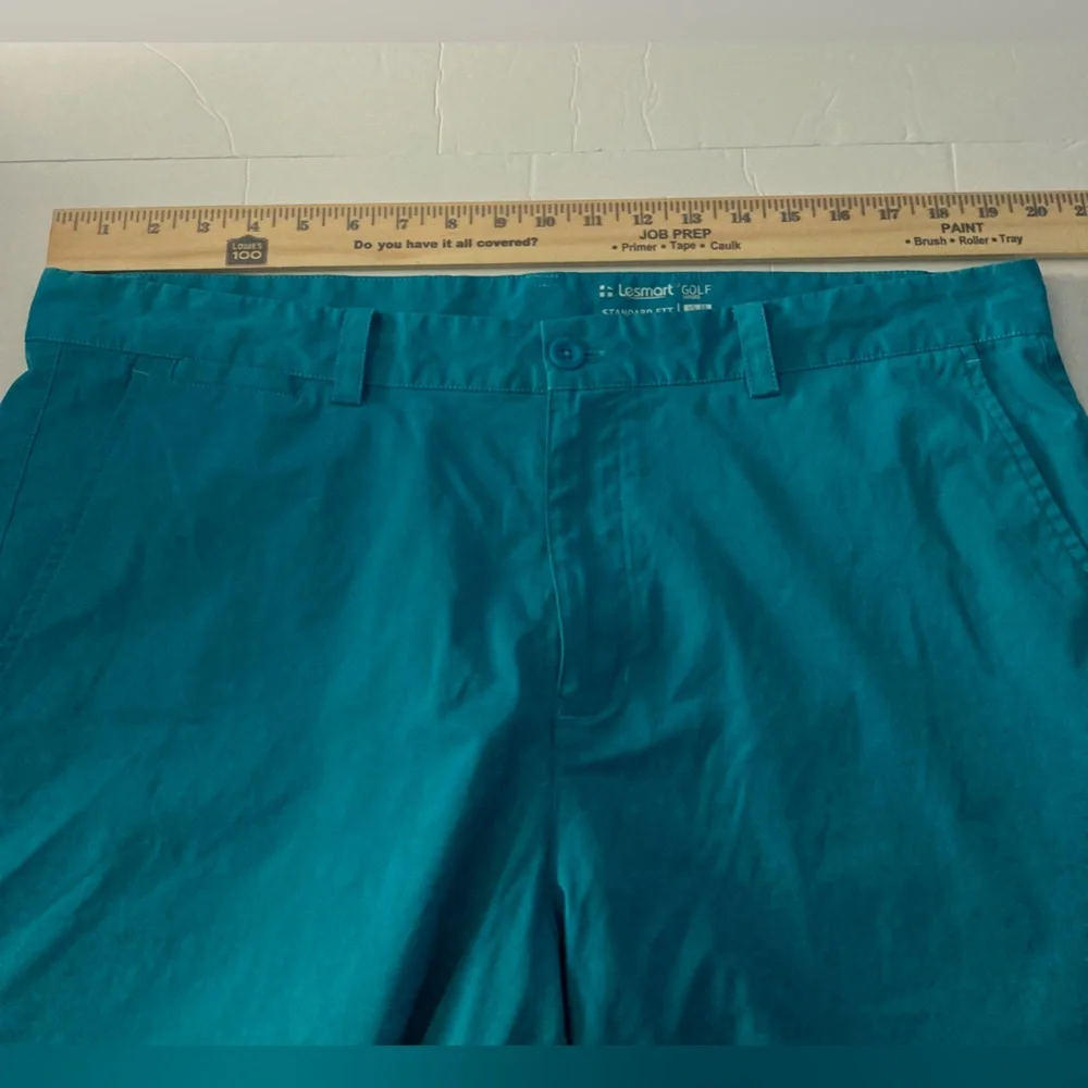 Lesmart Mens Golf Shorts SZ 38 Teal Flat Front